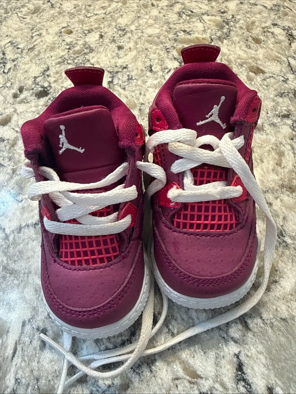 Jordan Kids Burgundy and White Jumpman Sneakers